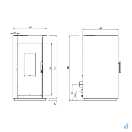 Poêle à granulés Royal Ilde Air 80 Puissance 8.2kW A+