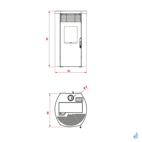 Poêle à granulés Royal Rondine Air 80 US Puissance 8kW A+
