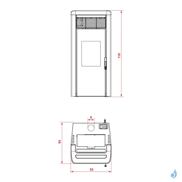 Poêle à granulés Royal Lea Air 120 US Puissance 12.3kW A+