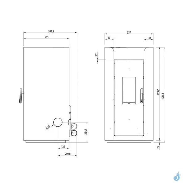 Poêle à granulés canalisable Royal Àlida Air 120 Puissance 11.9kW A+