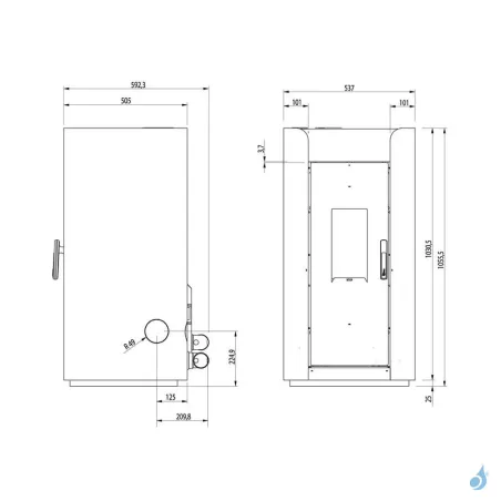 Poêle à granulés canalisable Royal Àlida Air 120 Puissance 11.9kW A+