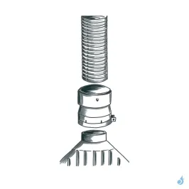 Raccord foyer double à ergots Inox pour tubage flexible sur foyer Ø150 à Ø250 mm 2