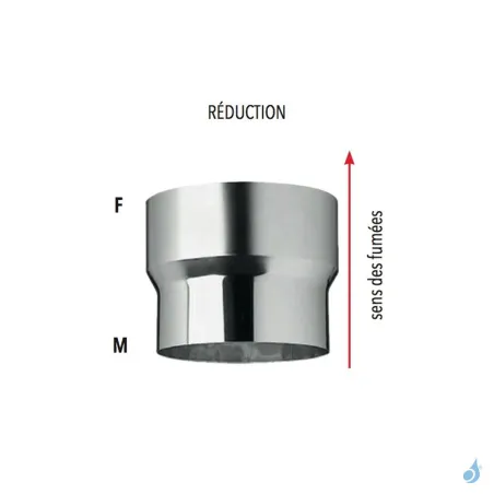 Réduction TEN Inox 304 Femelle Ø130 à Ø280 Mâle Ø125 à Ø250