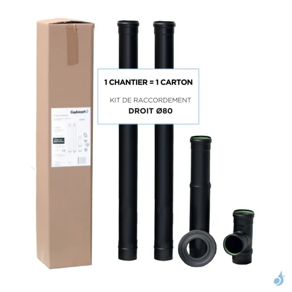 Kit de raccordement Droit conduit ÉMAIL Ø80  pour poêle à granulés