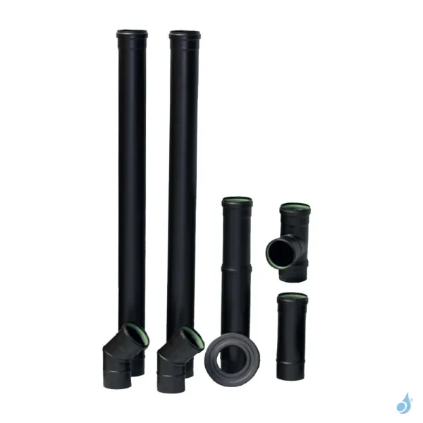 Kit de raccordement avec Dévoiement 45° conduit ÉMAIL Ø80  pour poêle à granulés