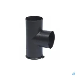 Té EQ 90° avec tampon TEN ÉMAIL 0.6mm Noir Mat Ø125 ou Ø150 mm Piquage femelle