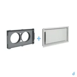 Grille de coffrage avec boîtier double buse Ø125 ou Ø150 mm KEMP AIR 02 Blanc ou Noir 440 x 250 mm