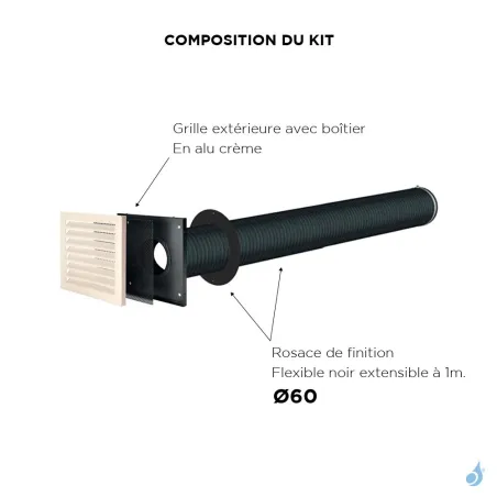 Kit arrivée d'air frais directe KEMP Performance Ø60 à Ø125 pour poêle à bois & granulés