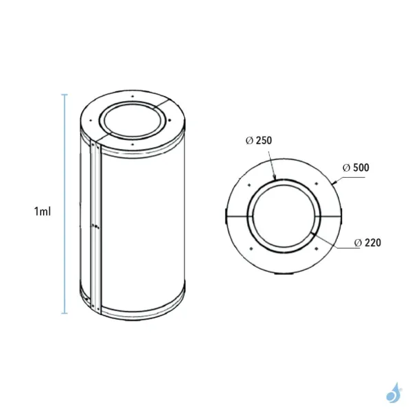Grille de protection Acier adaptable sur conduit apparent Ø 220 à 320 hauteur 1ml
