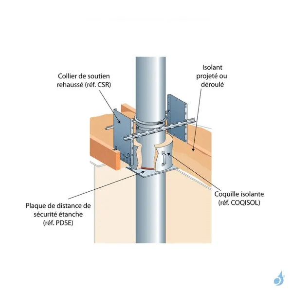 Coquille Isolante pour plafond PGI Poujoulat Hauteur 30cm Ø80/130 ou Ø100/150