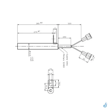 Bougie d'allumage avec bride 470W Ø12.5mm Longueur 280mm Ref 14701035