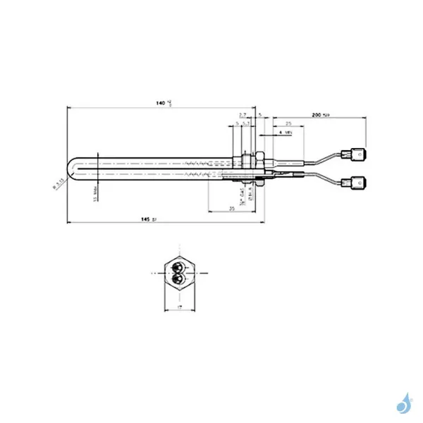 Bougie d'allumage avec bride 250W Ø13mm Longueur 145mm Ref 14701042