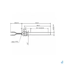 Bougie d'allumage avec raccord fileté 1/2" 350W Ø12.5mm Longueur 170mm Ref 14701030 2