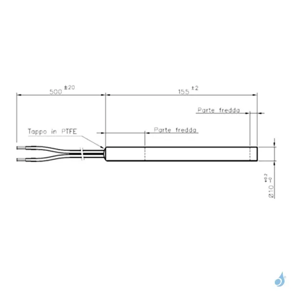 Bougie d'allumage sans raccord 300W Ø10mm Longueur 155mm Ref 14701016