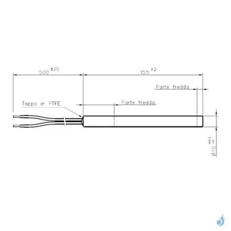 Bougie d'allumage sans raccord 300W Ø10mm Longueur 155mm Ref 14701016