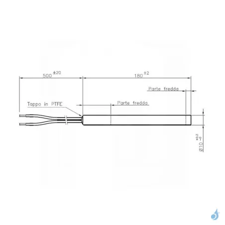 Bougie d'allumage sans raccord 320W Ø10mm Longueur 180mm Ref 14701018