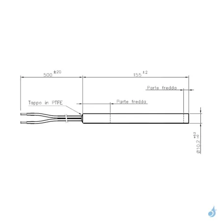 Bougie d'allumage sans raccord 300W Ø10.2mm Longueur 155mm Ref 14701017