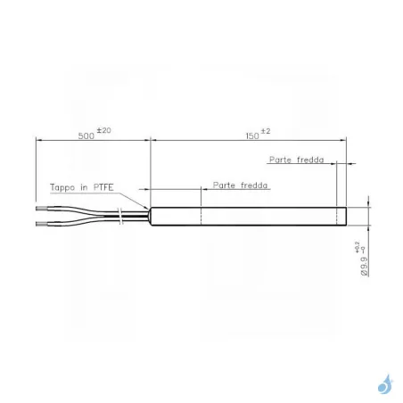 Bougie d'allumage sans raccord 250W Ø9.9mm Longueur 150mm Ref HT62684