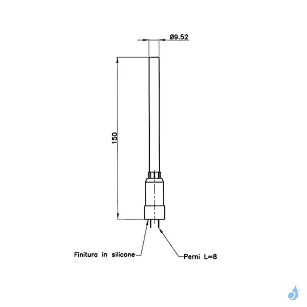Kit bougie d'allumage avec porte résistance 230W Ø9.52mm Longueur 150mm Ref 14701043
