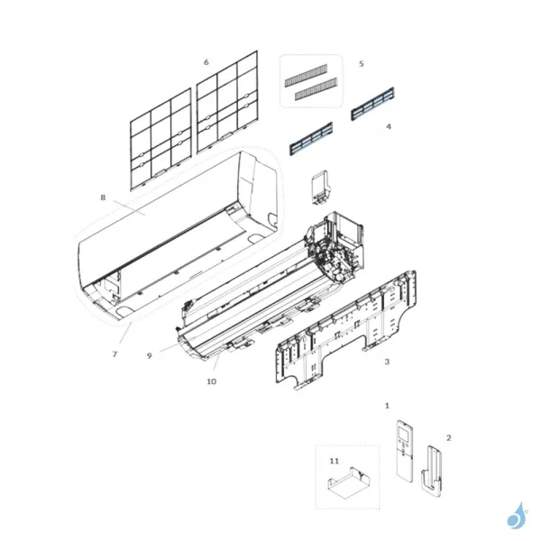 Support Filtre Purificateur Atlantic Fujitsu pour unités LMCA LMCE KGTB KMCC Réf. 897012