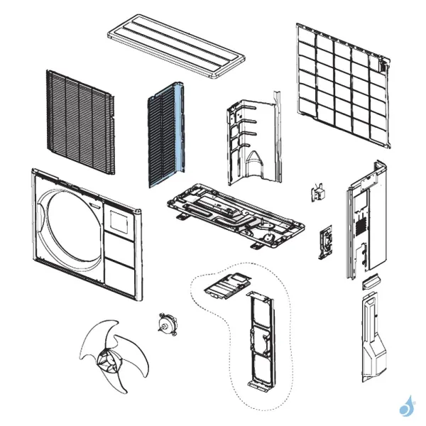 Façade Gauche pour unité extérieure Atlantic Fujitsu AOYG12LTC Réf. 898690