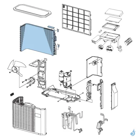 Condenseur Complet pour unité extérieure Atlantic Fujitsu Réf. 897384