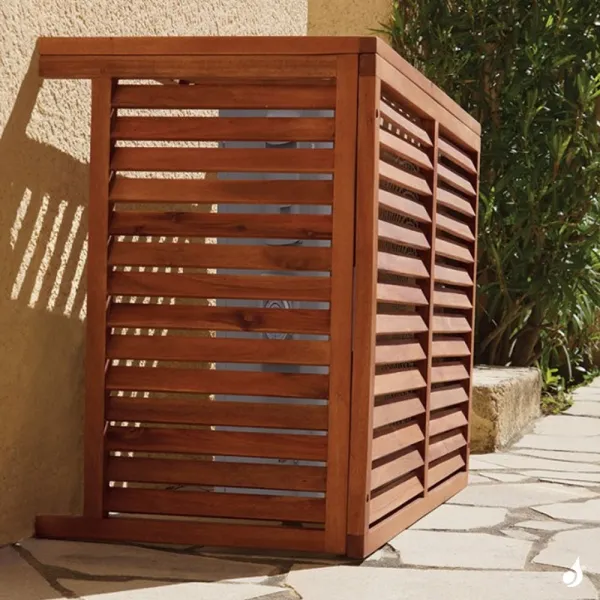 Cache climatiseur extérieur élégant en bois exotique livraison en 72H