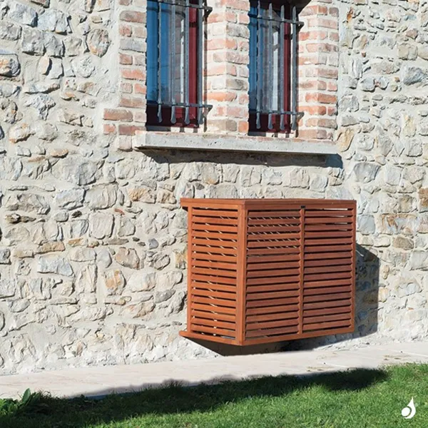 Cache climatiseur extérieur élégant en bois exotique livraison en 72H