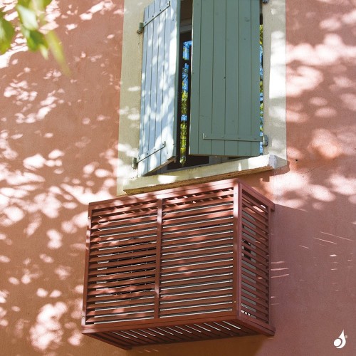 Cache climatiseur extérieur avec fond en bois exotique livraison 72H
