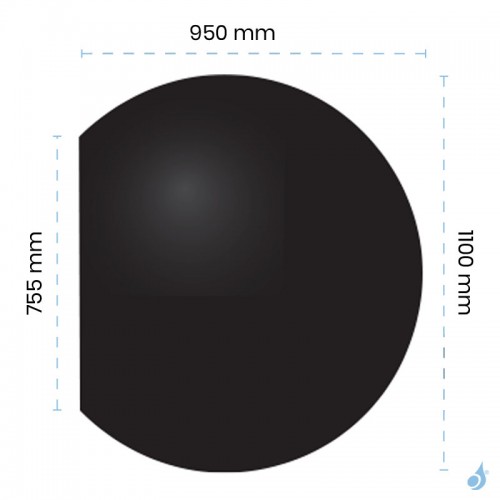 Plaque de sol Acier Noir ronde 1 bord droit 1100x950 bord 755 mm pour poêle à bois ou granulés