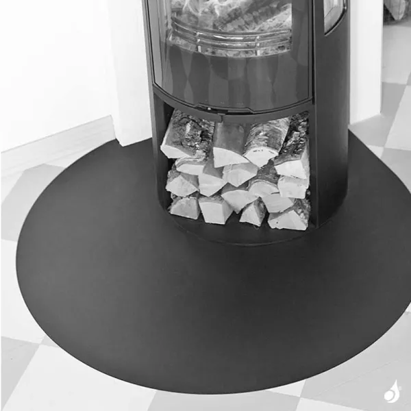 Plaque de sol Acier Noir Goutte d'eau 1000x1000 mm pour poêle à bois ou granulés