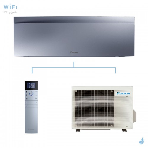 Climatisation mono split DAIKIN Emura 3 Argent 2.0kW FTXJ20AS + RXJ20A FTXJ-AS WiFi Pompe à chaleur Réversible et silencieuse