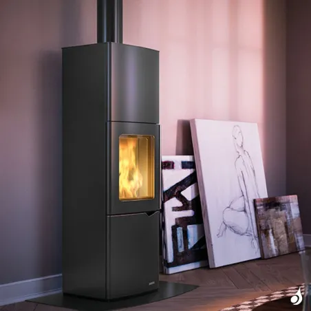 Poêle à bois canalisable Palazzetti Eva S Puissance 7kW Sortie Fumée Supérieure