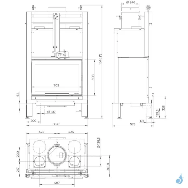 Cheminée à bois Palazzetti Ecomonoblocco MX 78 Frontale Puissance 13kW A
