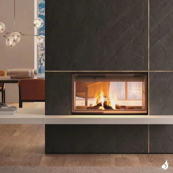 Cheminée à bois Palazzetti Ecomonoblocco WT 16:9 Bifacciale Puissance 13.5kW A+