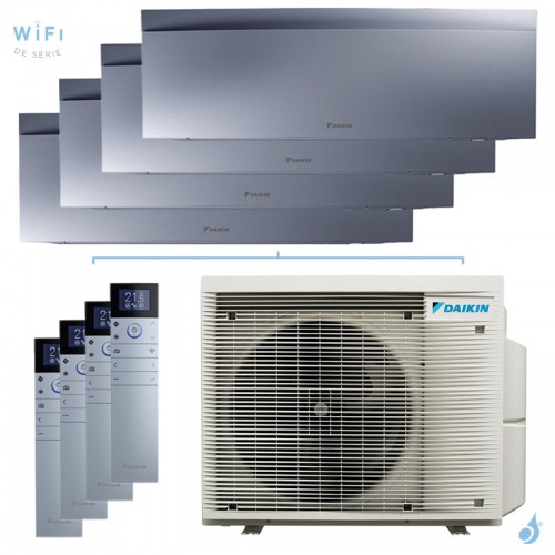 Quadri split DAIKIN Emura 3 4MXM68A9 FTXJ-AS 6.8kW tailles 20 + 20 + 20 + 25 Argent FTXJ20AS + FTXJ20AS + FTXJ20AS + FTXJ25AS