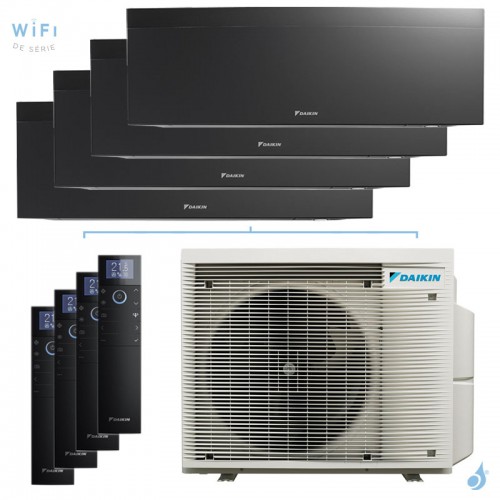 Quadri split DAIKIN Emura 3 4MXM80A9 FTXJ-AB 8kW tailles 20 + 20 + 35 + 35 Noir FTXJ20AB + FTXJ20AB + FTXJ35AB + FTXJ35AB