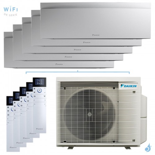 Penta split DAIKIN Emura 3 5MXM90A9 FTXJ-AW 9kW tailles 20 + 20 + 20 + 20 + 25 Blanc FTXJ20AW (x4) + FTXJ25AW (x1)