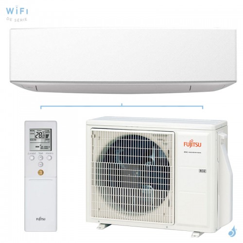 Climatiseur mono split FUJITSU ASYG09KETF + AOYG09KETA 2.5kW Serie KE WiFi Design Blanc Takao Line Confort Plus PAC Inverter