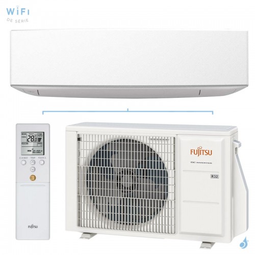 Climatiseur mono split FUJITSU ASYG14KETF + AOYG14KETA 4.2kW Serie KE WiFi Design Blanc Takao Line Confort Plus PAC Inverter