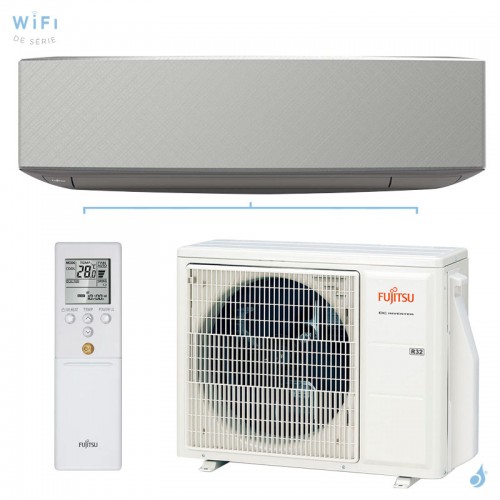 Climatiseur mono split FUJITSU ASYG12KETF-B + AOYG12KETA 3.4kW Serie KE WiFi Design Argent Takao Line Confort Plus PAC Inverter