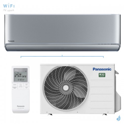 Climatiseur PANASONIC Etherea Gris Argenté 2.0kW CS-XZ20ZKEW + CU-Z20ZKE Mono split WiFi Mural Inverter PAC air-air Confort