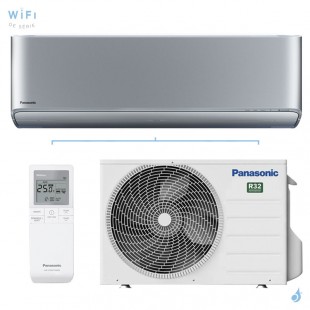 Climatiseur PANASONIC Etherea Gris Argenté 2.5kW CS-XZ25ZKEW + CU-Z25ZKE WiFi Monosplit Mural Inverter PAC air-air Confort