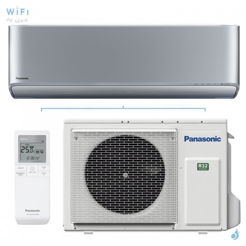 Climatiseur PANASONIC Etherea Gris Argenté 5.0kW CS-XZ50ZKEW + CU-Z50ZKE Mono split WiFi Mural Inverter PAC air-air Confort