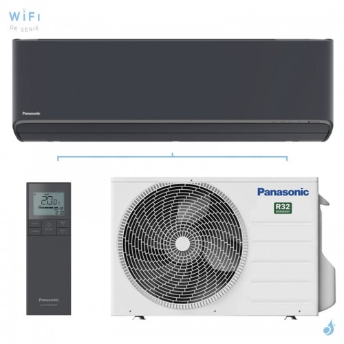Climatiseur PANASONIC Etherea Gris Graphite 2.5kW CS-XZ25ZKEW-H + CU-Z25ZKE Mono split WiFi Mural Inverter PAC air-air Confort