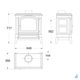 Poêle à bois Nestor Martin H 33 Puissance 5.5kW Catalytic Hybrid Woodbox Sortie Fumée Postérieure ou Supérieure 2
