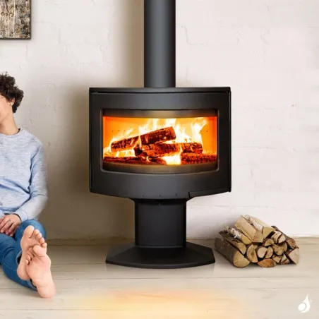Poêle à bois Lacunza Tarbes Star Puissance 9kW Structure Fonte Sortie Fumée Supérieure Ø15 cm