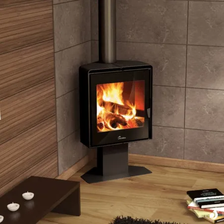 Poêle à bois Lacunza Atlantic 610 R Puissance 10kW Structure Acier Sortie Fumée Supérieure Ø15 cm