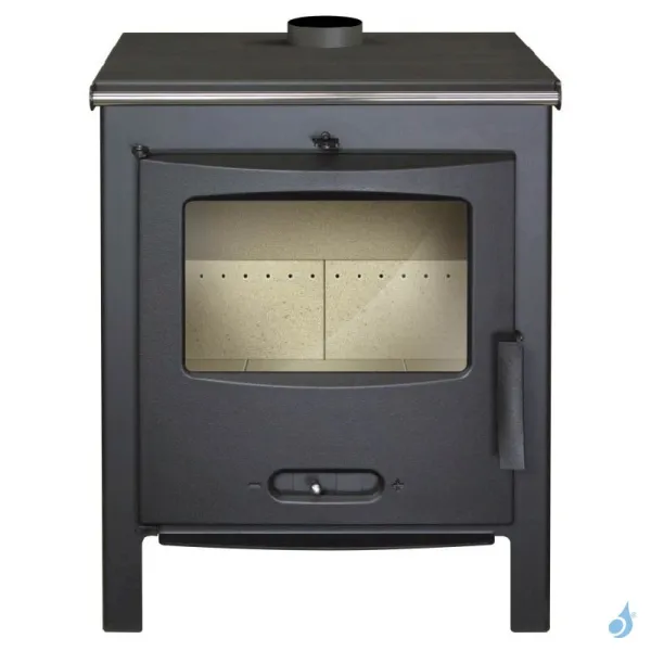Poêle à bois Lacunza Sagra CP Puissance 9kW Structure Acier Sortie Fumée Supérieure Ø12 cm