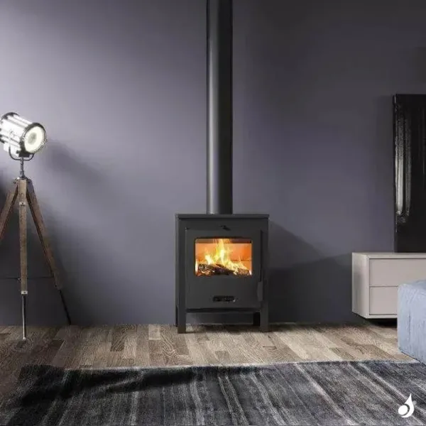 Poêle à bois Lacunza Sagra CP Puissance 9kW Structure Acier Sortie Fumée Supérieure Ø12 cm